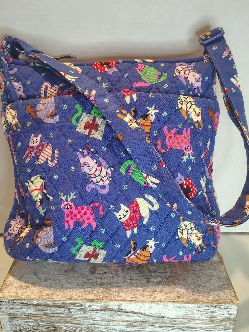 Vera Bradey Cats Purple Catnip Print Crossbody Bag - Casual Women's Shoulder